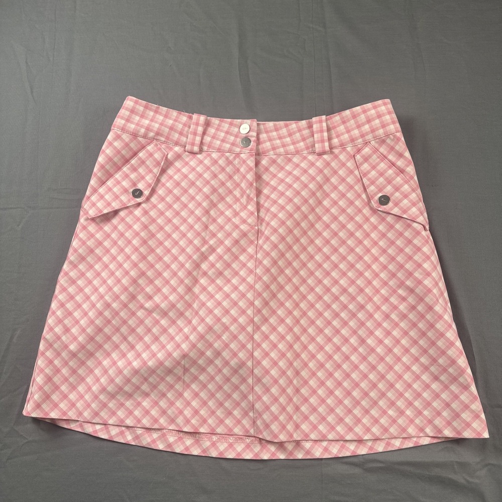 Womens Nike Golf Skirt Short Sz 8 Pink And White Medium